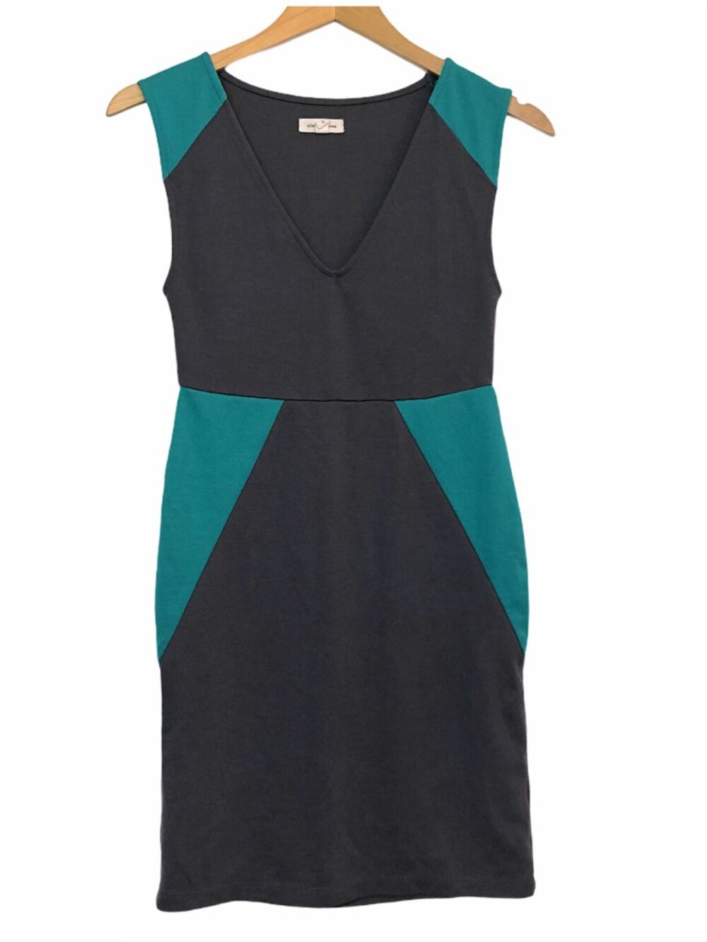 URBAN OUTFITTERS UO SILENCE NOISE Colorblock Bodycon Dress Gray Teal Green 2010s - Picture 2 of 7